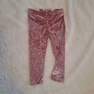 Nike Baby Girl Pink Crushed Velour Velvet Leggings 24 M Toddler Soft Stretch LN